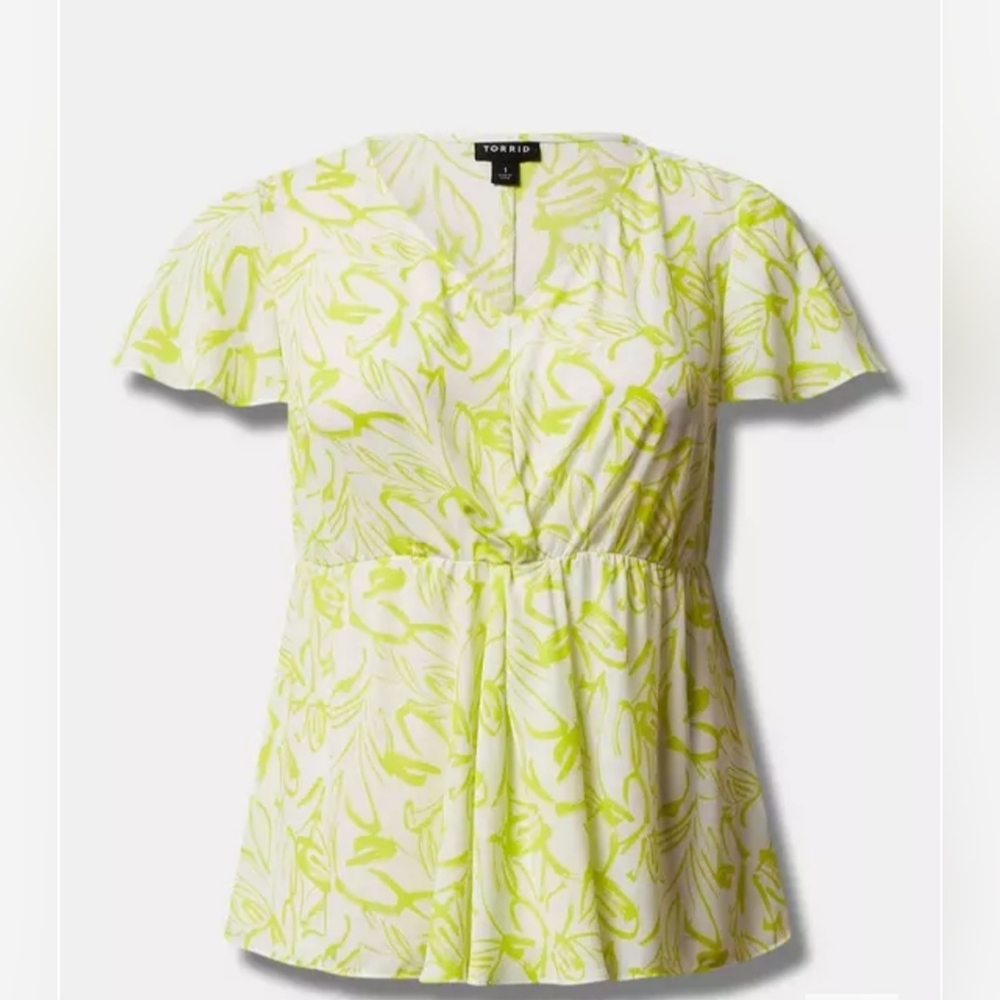Torrid Georgette Twist Surplice Flutter Sleeve Bl… - image 1